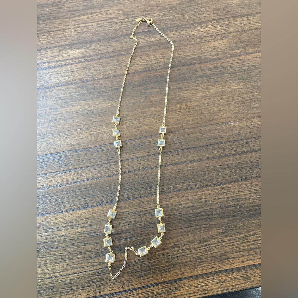 J crew clear square crystal gold tone necklace - Picture 5 of 9